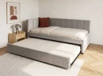Tapczan dwuosobowy rozkładany 90x200 wysuwany ze stelażami Bluvel 03 Szary Dan