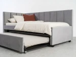 Tapczan dwuosobowy rozkładany 90x200 wysuwany ze stelażami Bluvel 03 Szary Dan