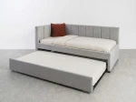 Tapczan dwuosobowy rozkładany 90x200 wysuwany ze stelażami Bluvel 03 Szary Dan