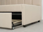 Tapczan dwuosobowy rozkładany 90x200 wysuwany ze stelażami Bluvel 22 Beż Dan