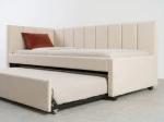Tapczan dwuosobowy rozkładany 90x200 wysuwany ze stelażami Bluvel 22 Beż Dan