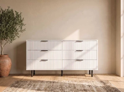 Komoda z szufladami 6S 118x39 cm Riff Biała