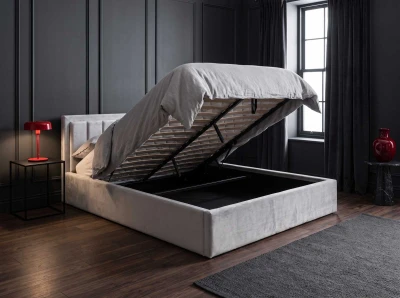  Łóżko tapicerowane z pojemnikiem 160x200 TOP line 9 Bluvel 03 Szary