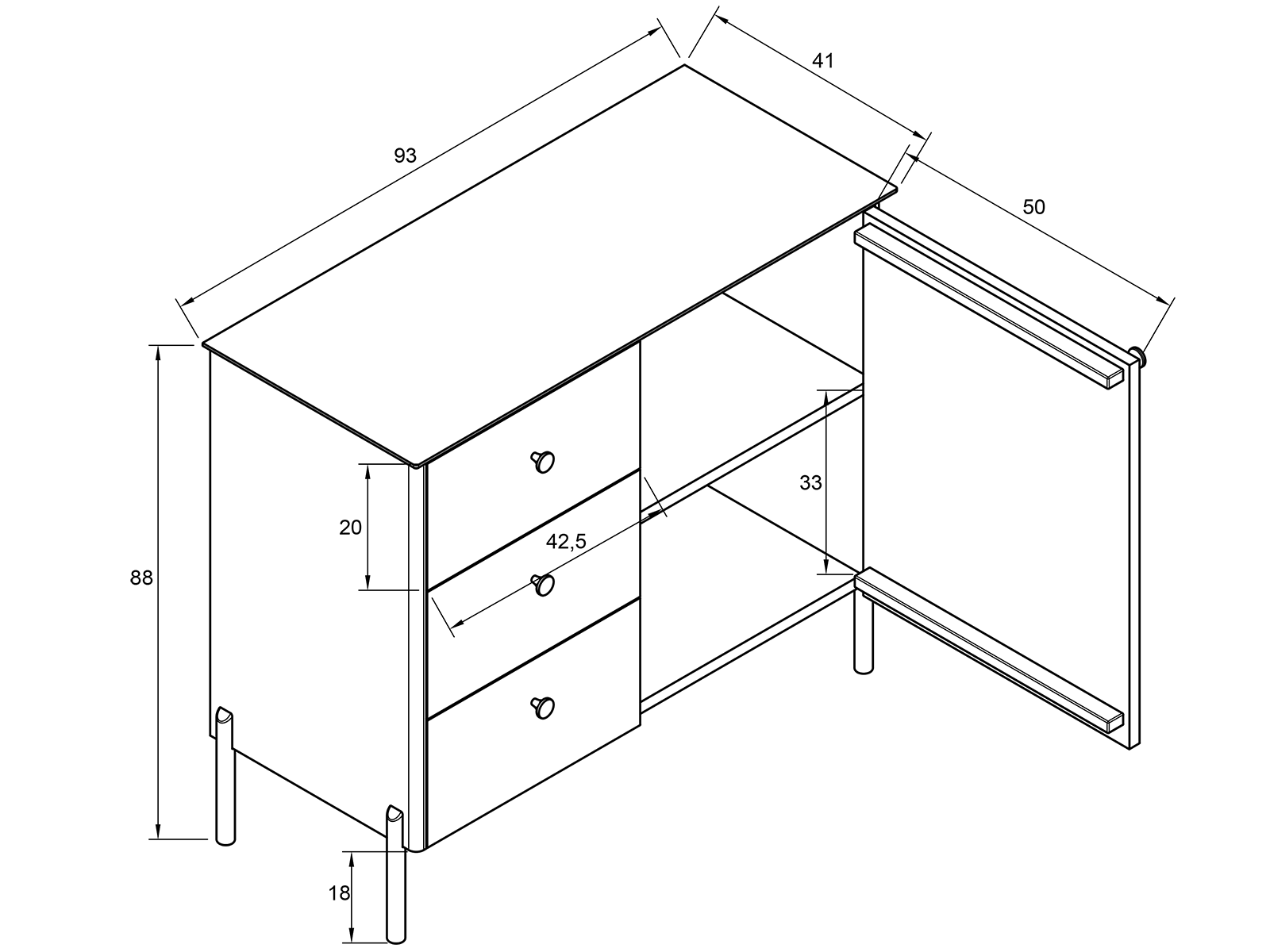 Komoda Bukowa Lamelo szer. 93 cm Meble Magnat